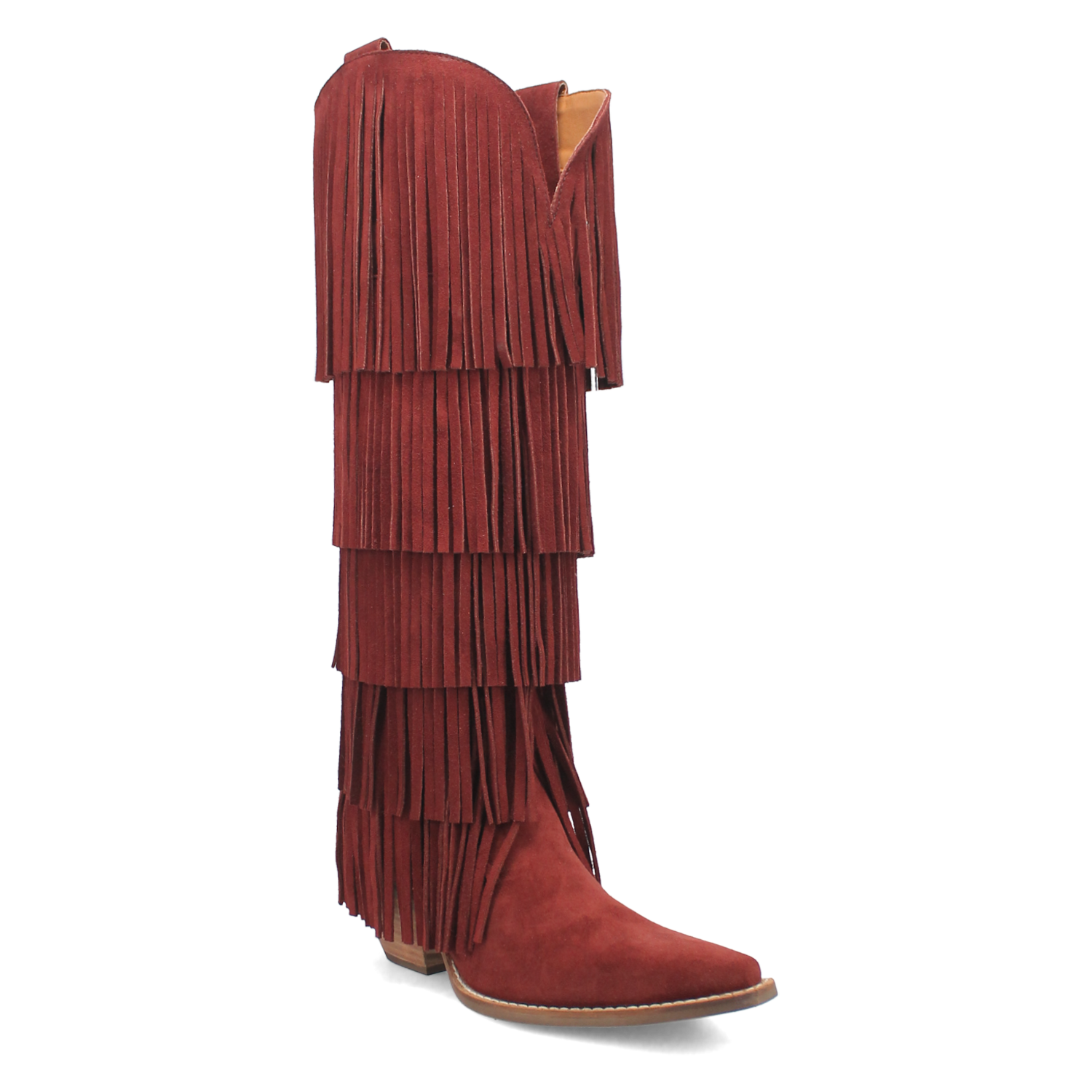 Wild Child Burgundy Suede Leather Fringe Boots (DS)