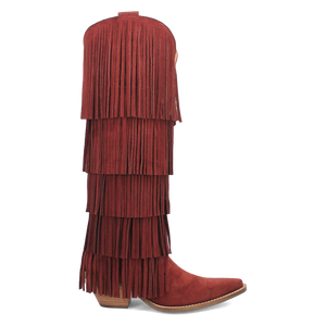 Wild Child Burgundy Suede Leather Fringe Boots (DS)