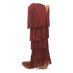 Wild Child Burgundy Suede Leather Fringe Boots (DS)