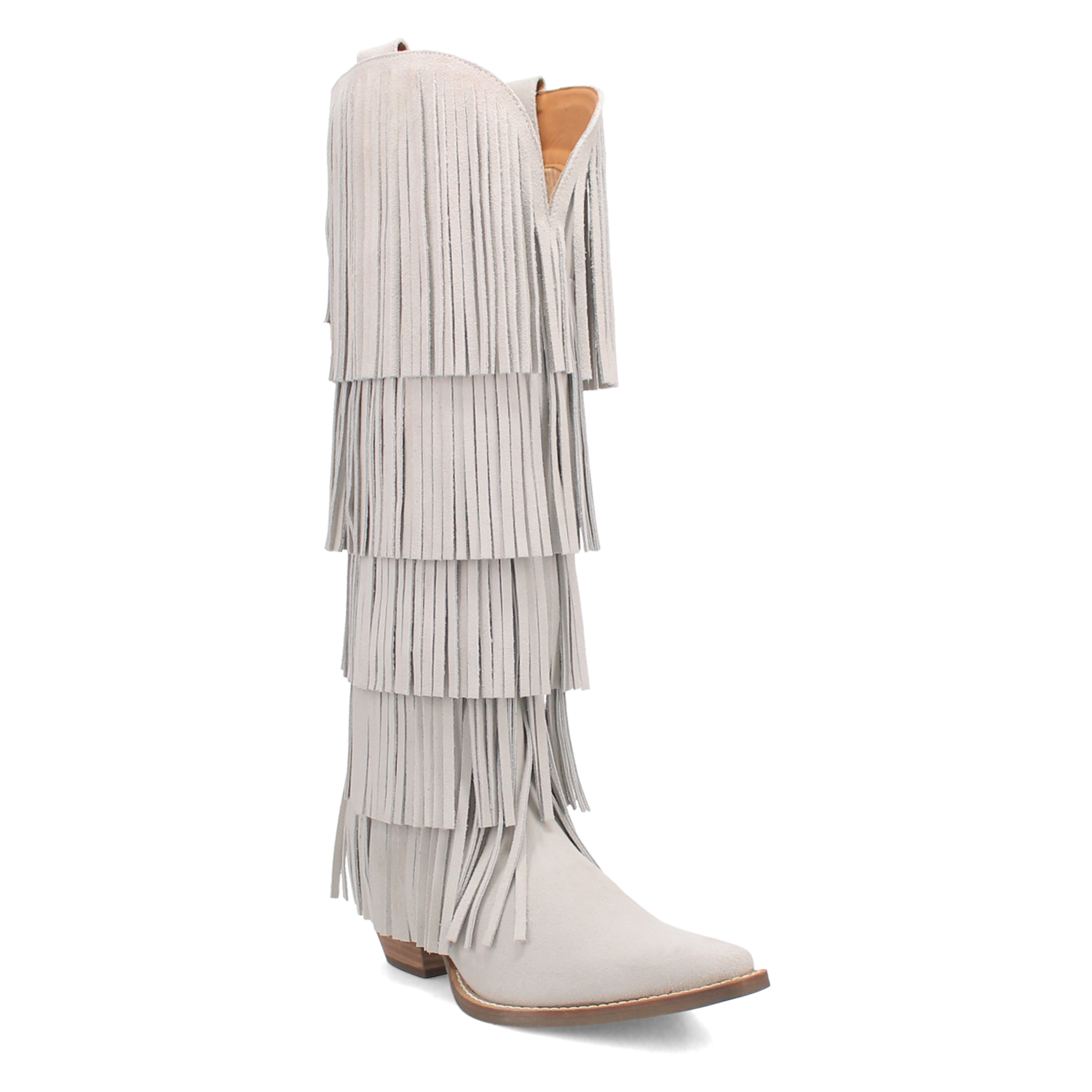 Wild Child White Suede Leather Fringe Boots (DS)