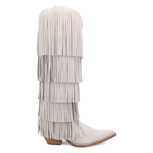 Wild Child White Suede Leather Fringe Boots (DS)