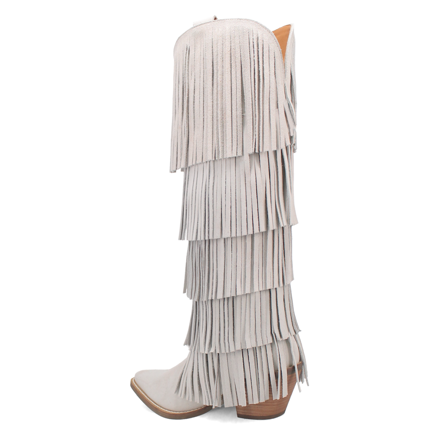 Wild Child White Suede Leather Fringe Boots (DS)