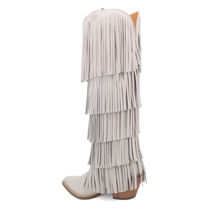 Wild Child White Suede Leather Fringe Boots (DS)