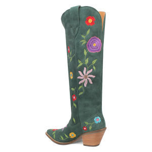 Flower Power Green Suede & Floral Embroidered Boot (DS)