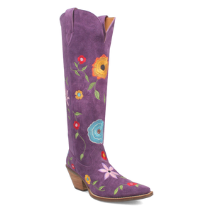 Flower Power Purple Suede & Floral Embroidered Boot (DS) ~ PREORDER SEPTEMBER 2024
