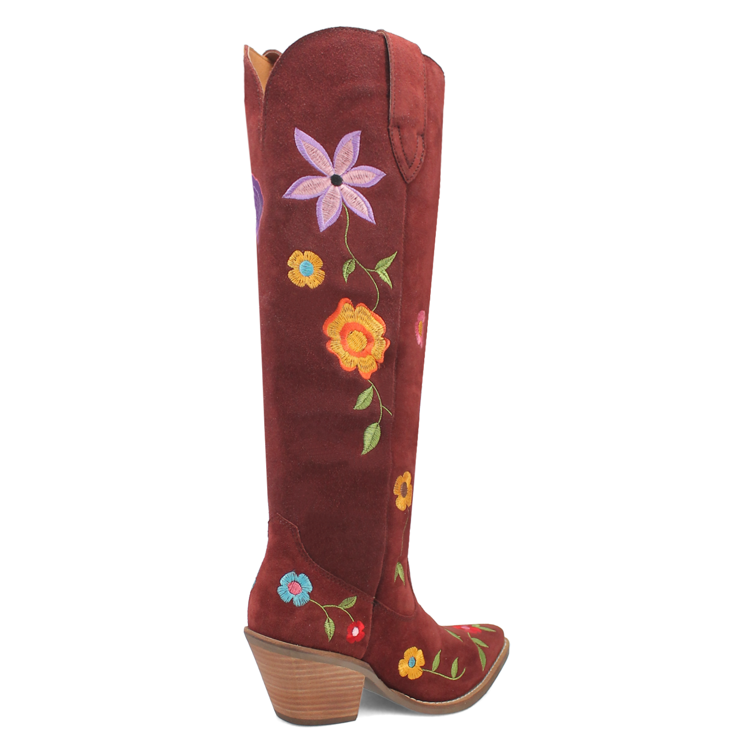 Flower Power Burgundy Suede & Floral Embroidered Boot (DS)