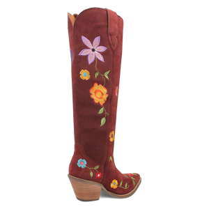 Flower Power Burgundy Suede & Floral Embroidered Boot (DS)