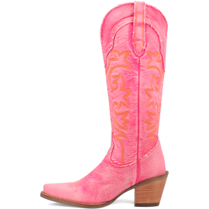 Texas Tornado Distressed Pink Denim Embroidered Knee High Boots (DS) ~ BACKORDER 6/20