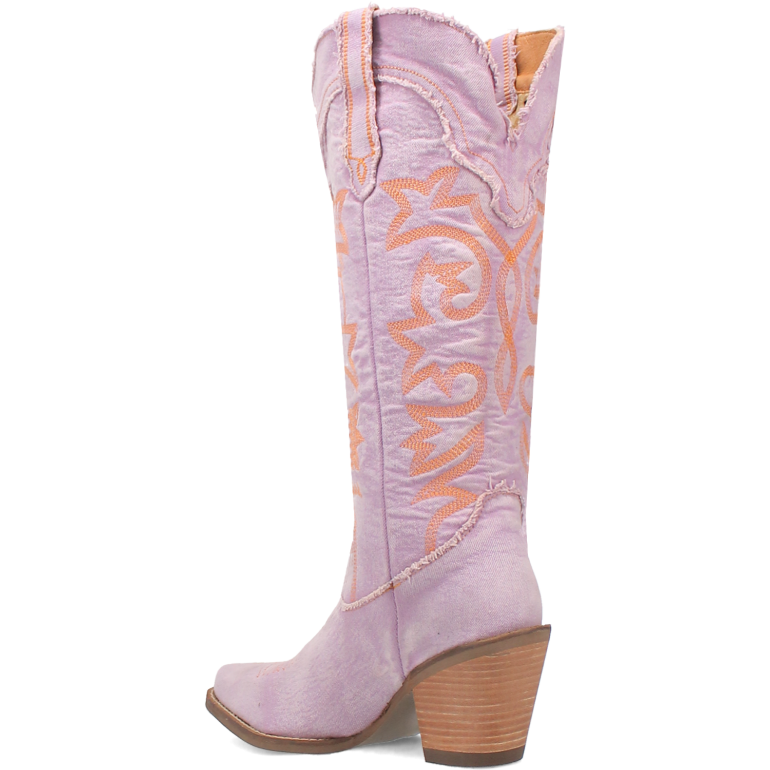 Texas Tornado Distressed Purple Denim Embroidered Knee High Boots (DS)