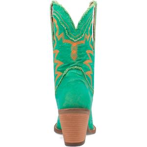 Y'all Need Dolly Distressed Green Denim Embroidered Boots (DS)