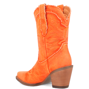 Y'all Need Dolly Distressed Orange Denim Embroidered Boots (DS)