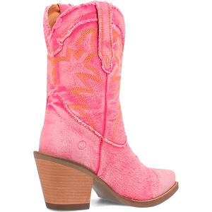 Y'all Need Dolly Distressed Pink Denim Embroidered Boots (DS)