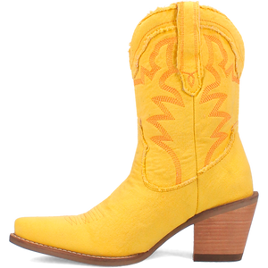 Y'all Need Dolly Distressed Yellow Denim Embroidered Boots (DS)
