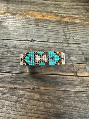 Kaqchi Turquoise & Gold Leather Cuff Bracelet