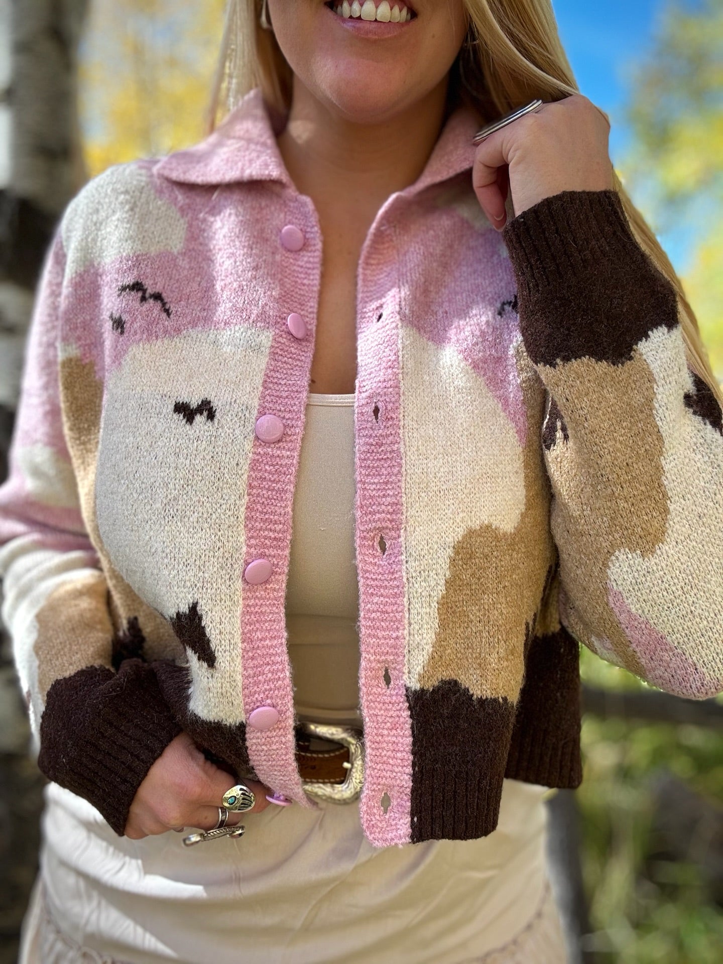 Sunset Canyon Knit Horse Sweater Cardigan