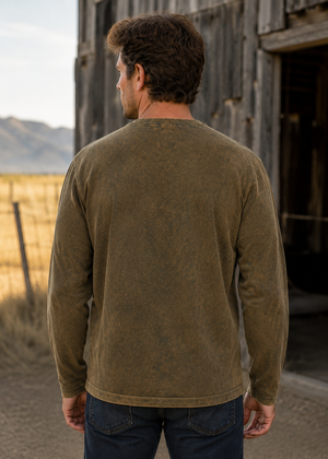 Scully Men's "Ribbed Long Sleeve" in Military Green (DS)