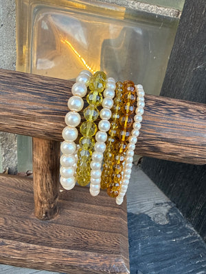 Amber Energy Beaded Bracelet Set