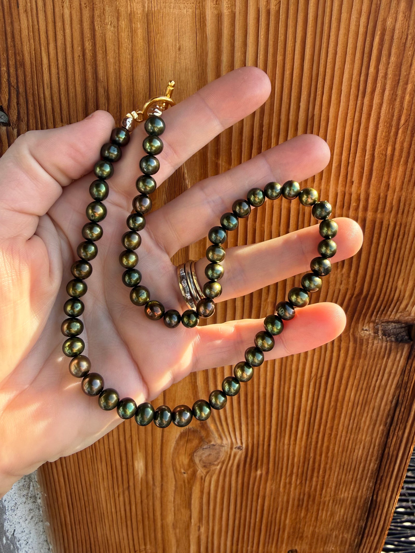 Ocean Treasure Olive Freshwater Pearl Necklace (made to order)