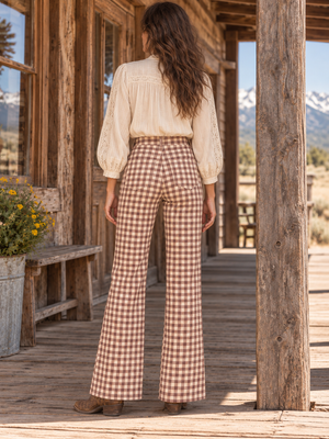 Whiskey Creek Brown Plaid Jeans
