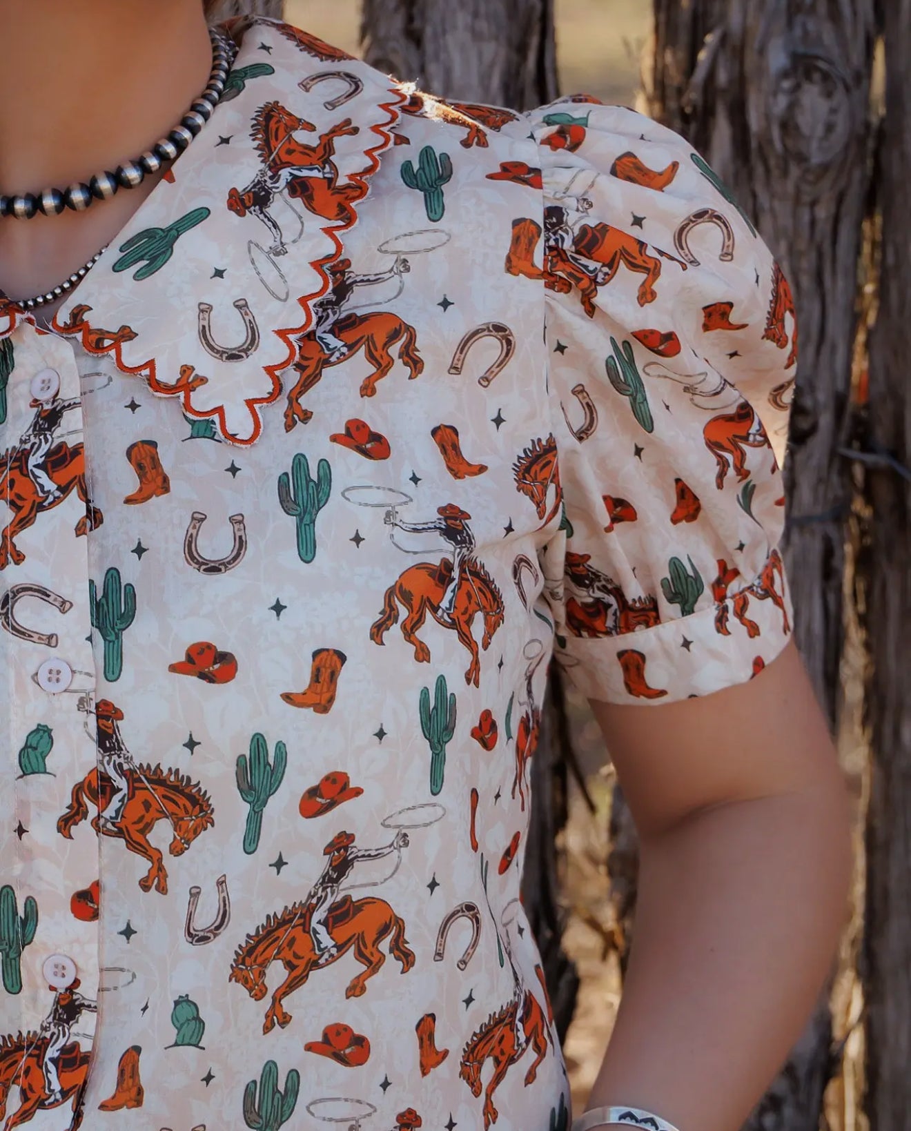 Bucking Around Button Up Blouse
