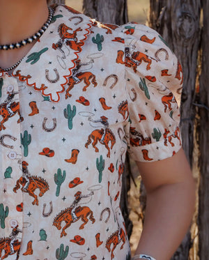 Bucking Around Button Up Blouse