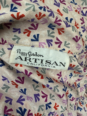 Peggy Gordon ARTISAN California Vintage Print Button Up Blouse - Size S - 0/2/4