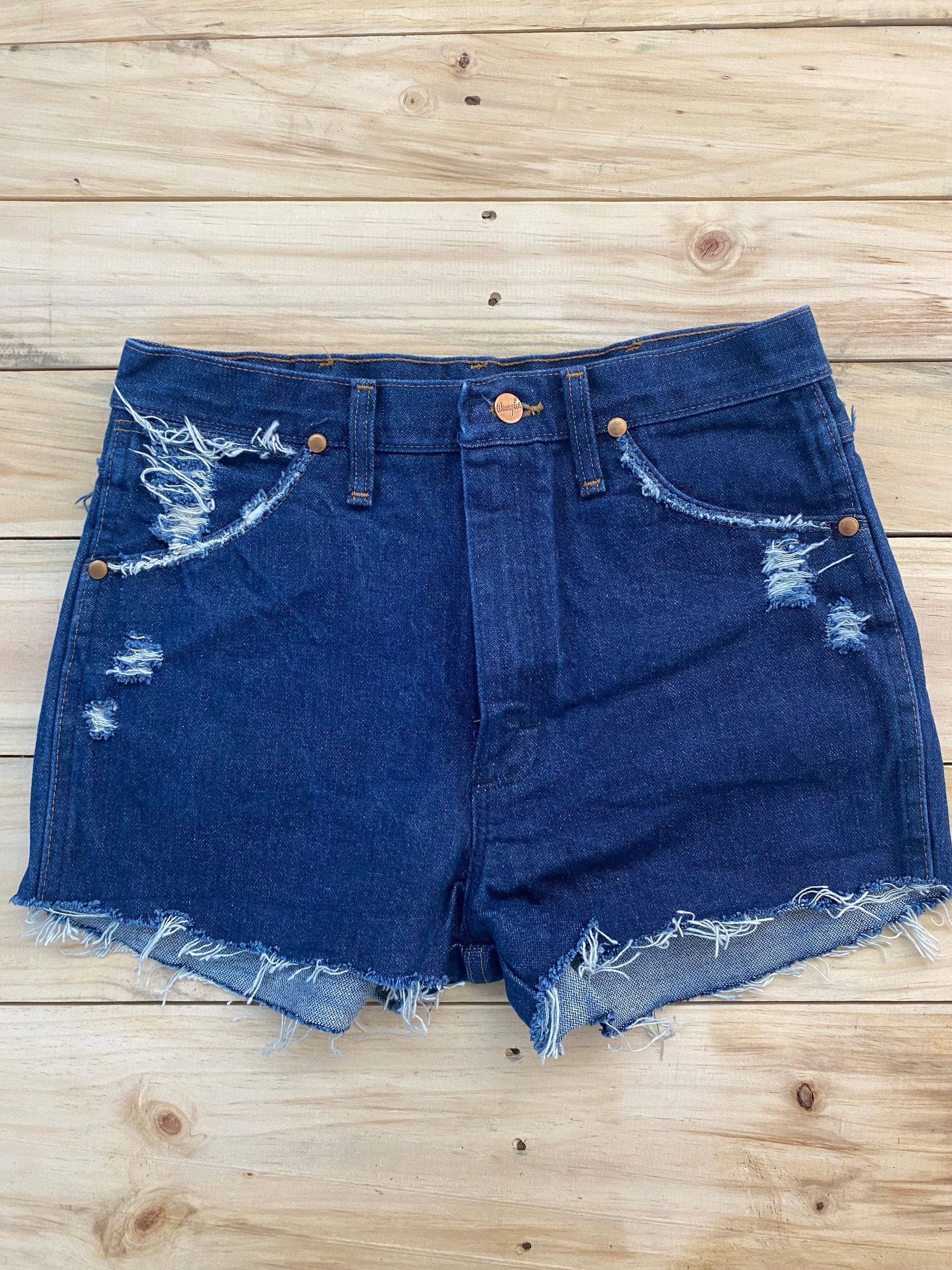 Vintage Wrangler Medium Wash Reworked Shorts ~ Size 32/34 ~ Queen Bee’s Closet #1160