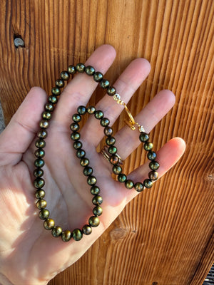 Ocean Treasure Olive Freshwater Pearl Necklace (made to order)