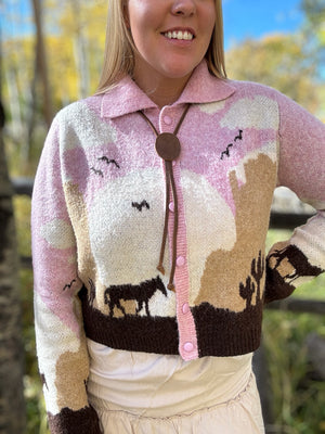 Sunset Canyon Knit Horse Sweater Cardigan