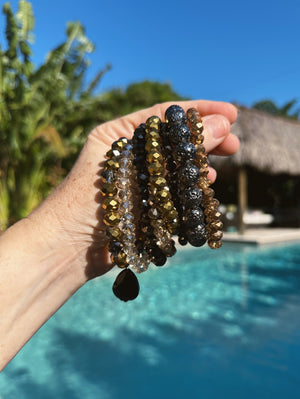 Milky Way Faceted Crystal Hand Beaded Bracelet Sets (custom made to order)