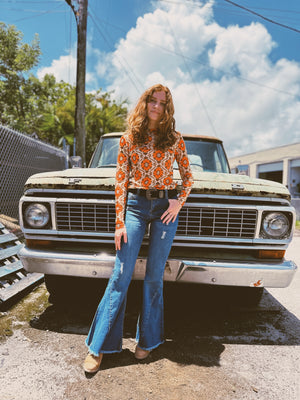 Going to California Large Poppy Flower MESH TOP