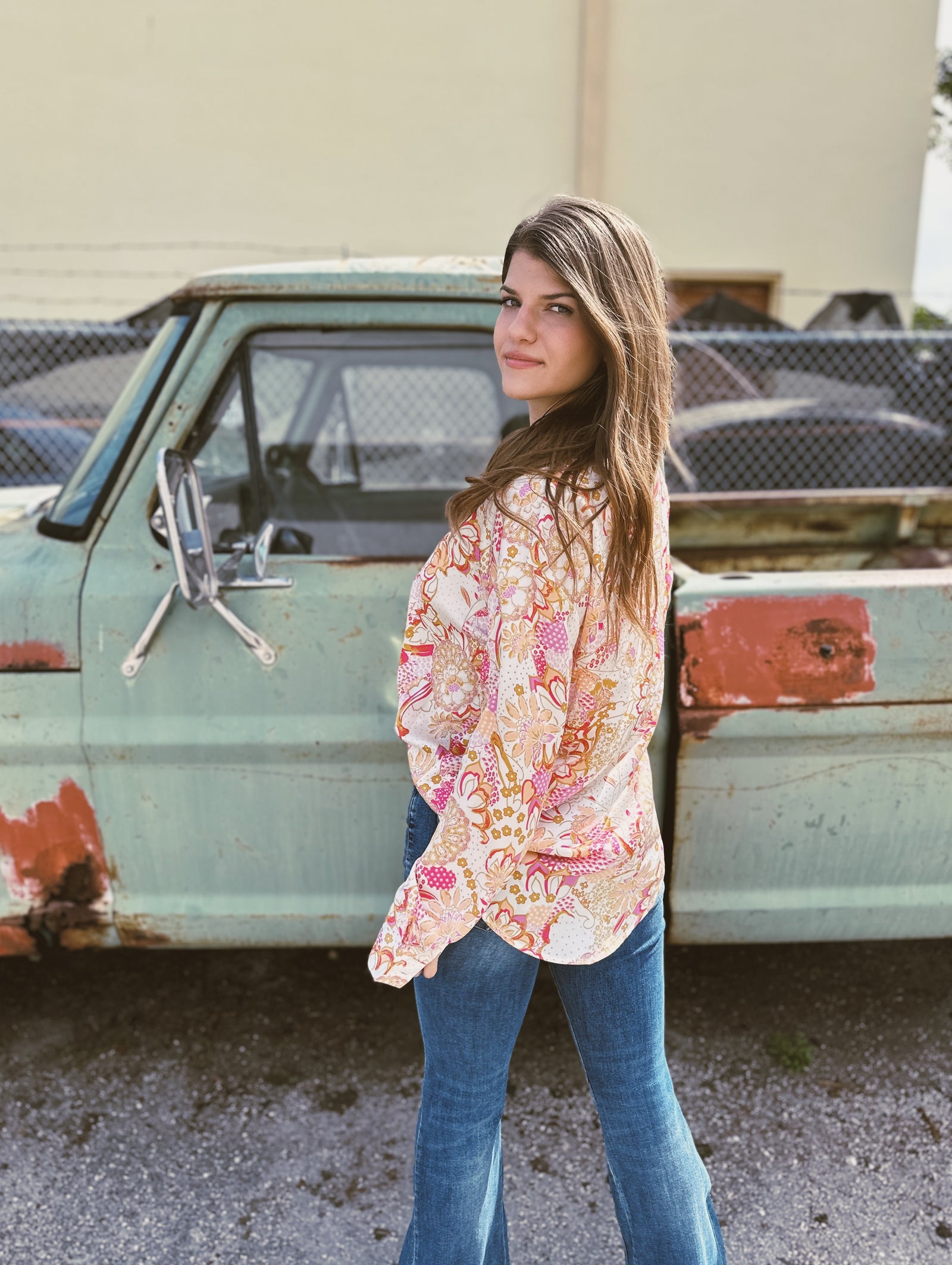 Cosmopolitan Paisley Print Button Up Blouse