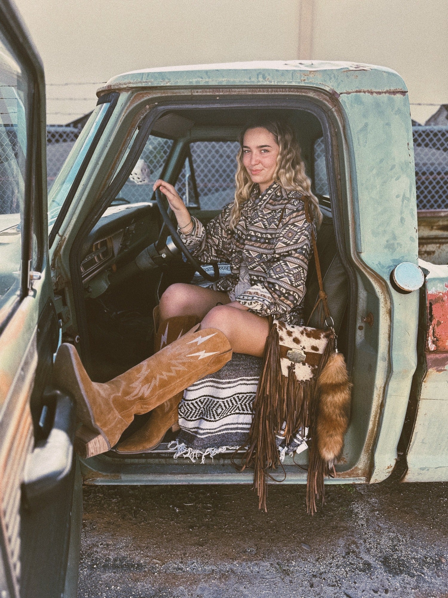 Southwestern Print Button Up Heavy Shirt Jacket ~ (DS)