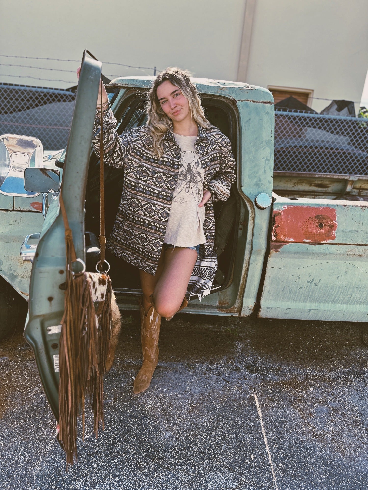 Southwestern Print Button Up Heavy Shirt Jacket ~ (DS)