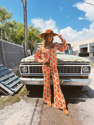 Going To California Large Poppy Flower Pouf Sleeve Button Up Blouse~ PREORDER 11/30