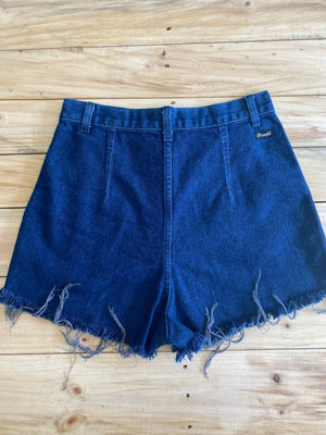 Vintage Wrangler Dark Wash Reworked High-Rise Shorts ~ Size 28