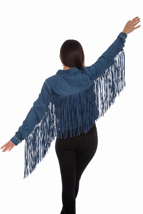 One Way Ticket Fringe Denim Jacket (DS)