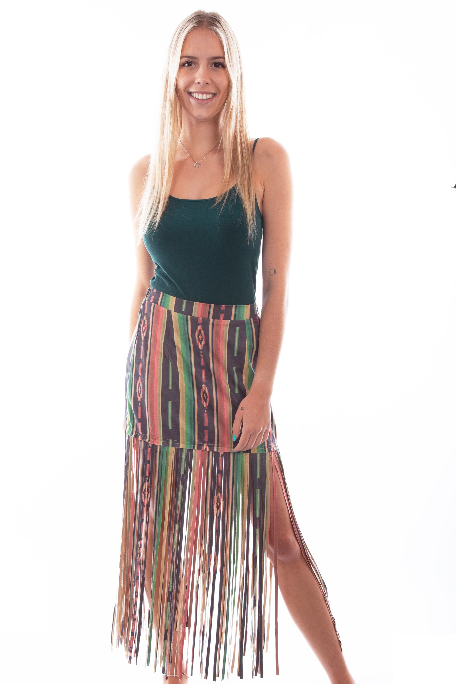 Swing Me Around Serape Fringe Skirt