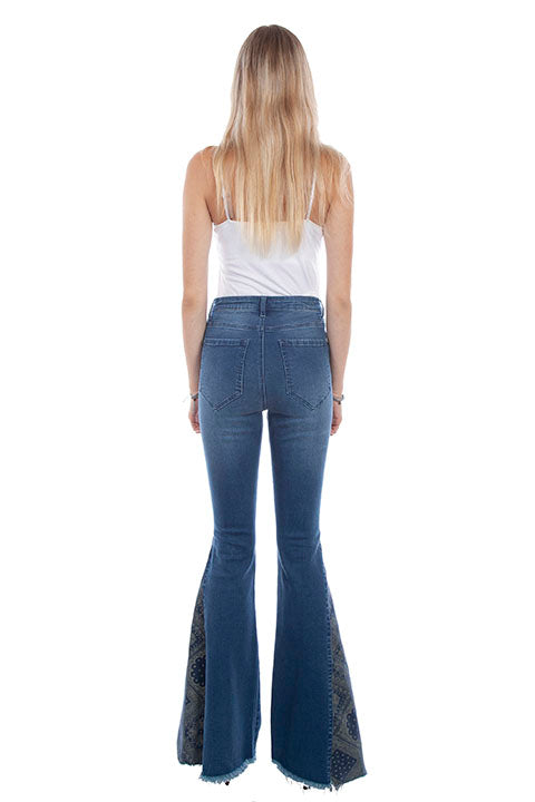Bandolero Belle High Waisted Bandana Panel Denim Bell Bottom