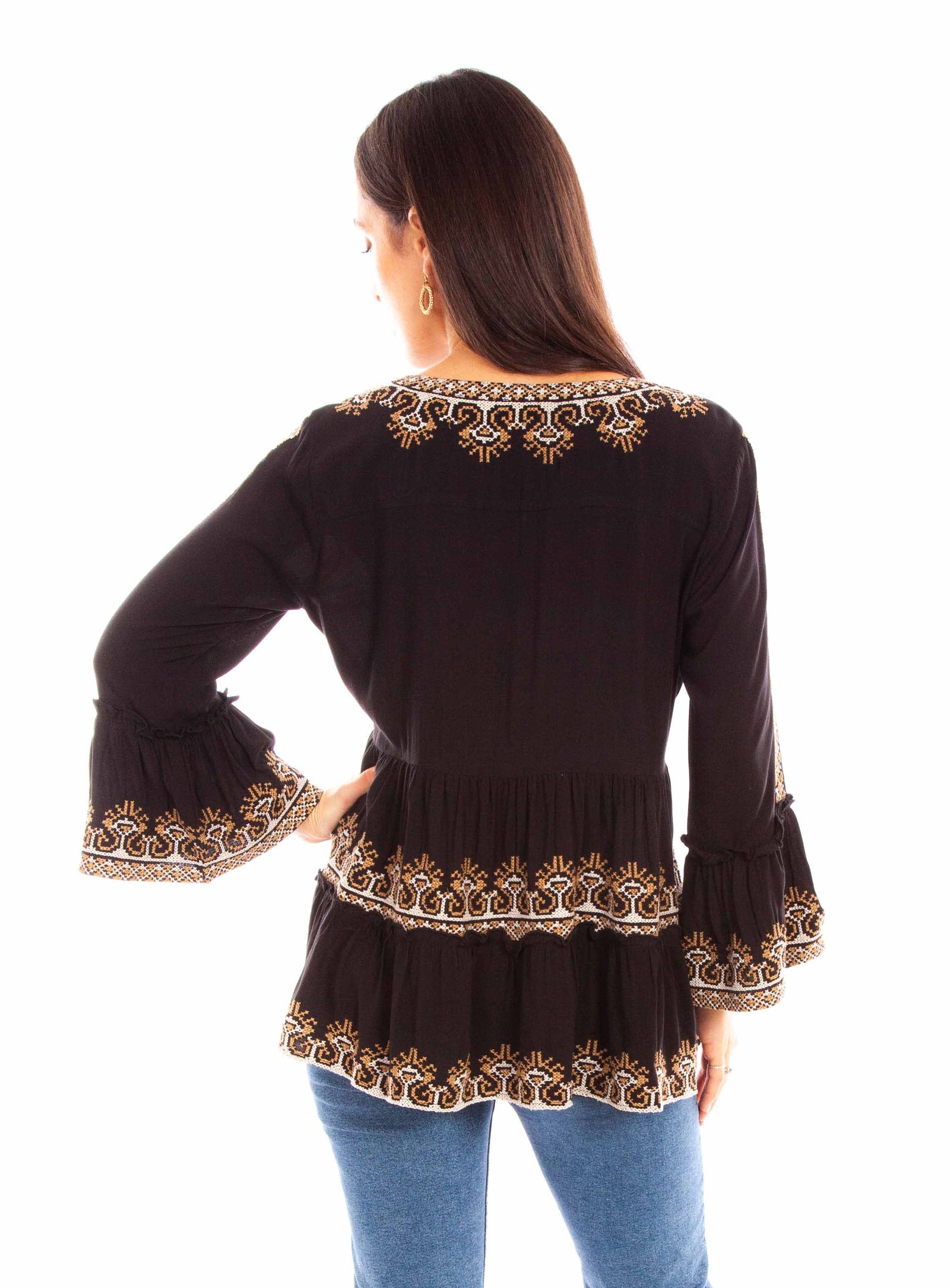 Bella Donna Embroidered Boho Tunic Top (DS)