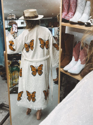 Monarch Butterfly One Of A Kind Hand Painted Kaftan Robe ~ MADE TO ORDER