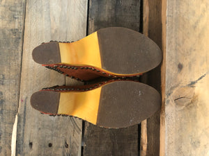 "Ole Peace & Love" Suede Leather Studded Platform Clogs Rust ~ Sizes 7 & 8.5  ~ SAMPLE SALE