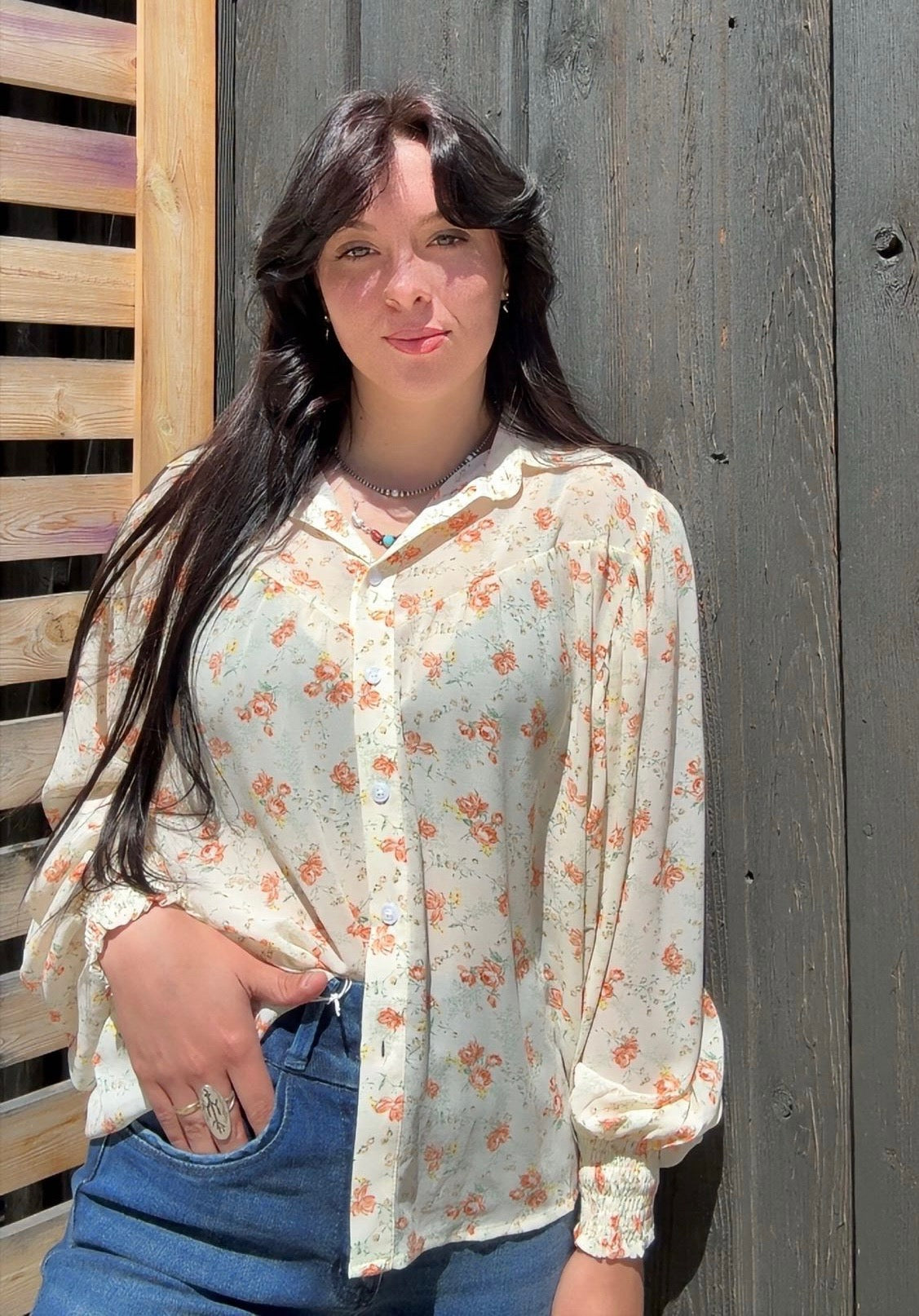 Spring Fling Floral Yoke Blouse