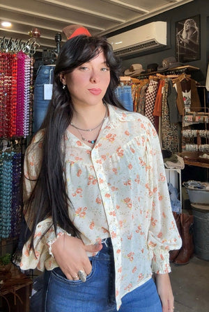 Spring Fling Floral Yoke Blouse