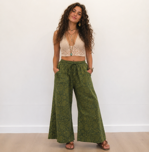 Moon Dance Flowy Paisley Boho Cotton Wide Leg Pants