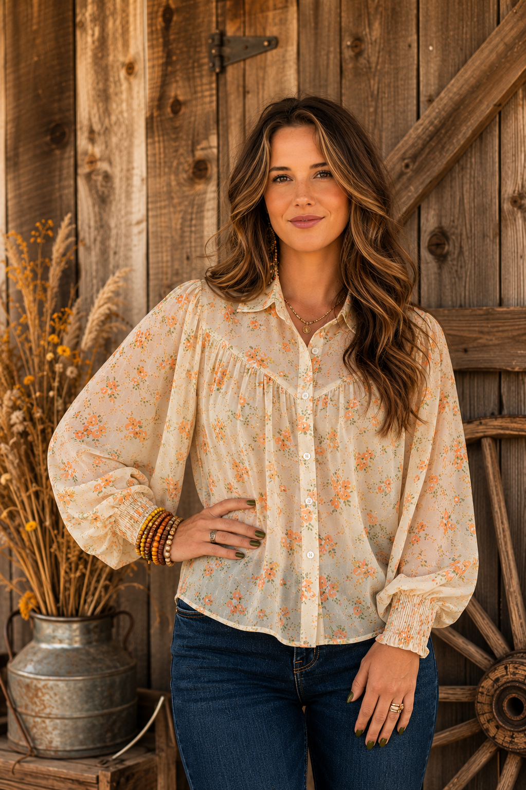 Spring Fling Floral Yoke Blouse
