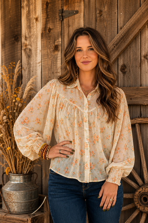 Spring Fling Floral Yoke Blouse