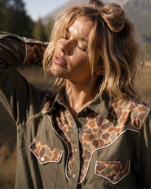 Straight Shooter Duck Camo Pearl Snap Blouse - PREORDER JULY/AUGUST 2026