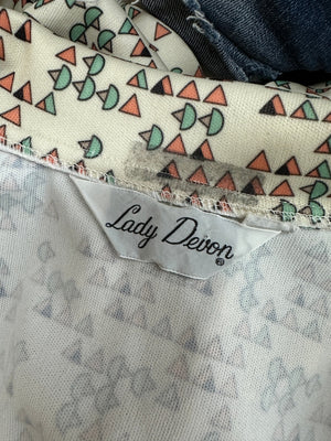 Lady Devon Retro Geometric Print Vintage Button Up Blouse