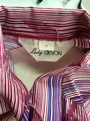 Lady Devon Retro Stripe Vintage Button Up Blouse